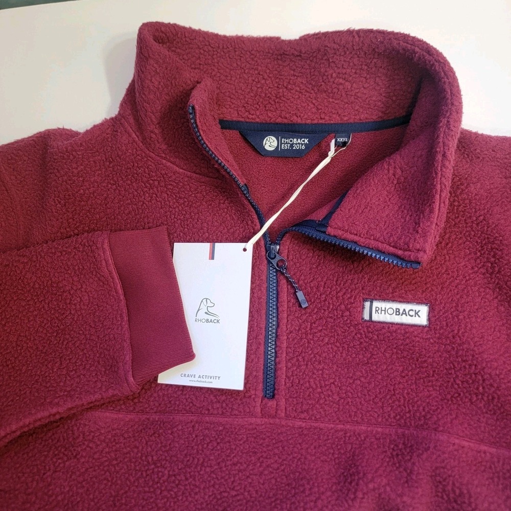 NWT Rhoback‎ Summit Fleece Pullover 3XL Men's 1/4 Zip High Pile Fleece Burgundy